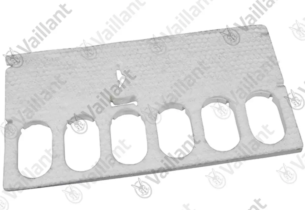 Vaillant-Isolierung, rechteckige Form mit mehreren Ausschnitten. Strukturierte Oberfläche, verwendet zur Dämmung.